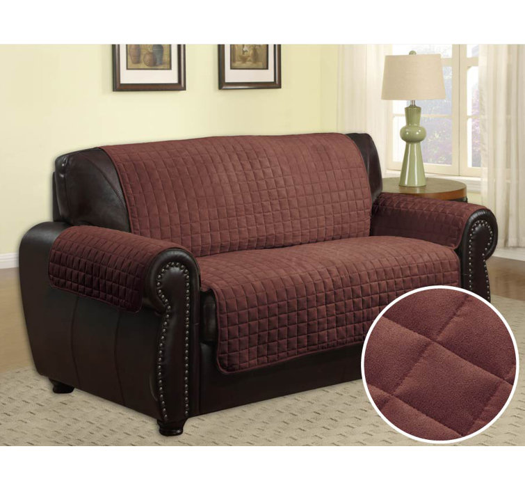 Symple Stuff Quilted Box Cushion Sofa Slipcover & Reviews Wayfair